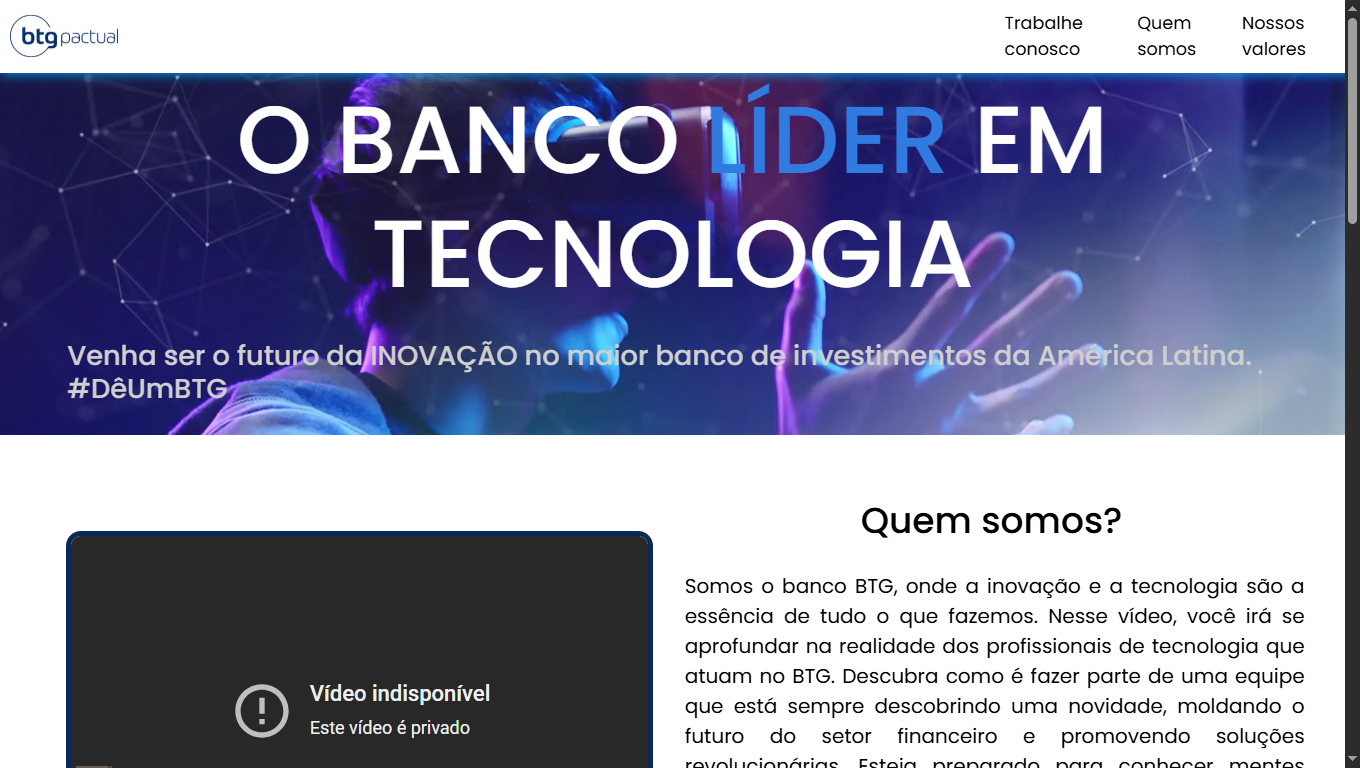 Thumbnail do projeto Site de Vagas BTG Pactual