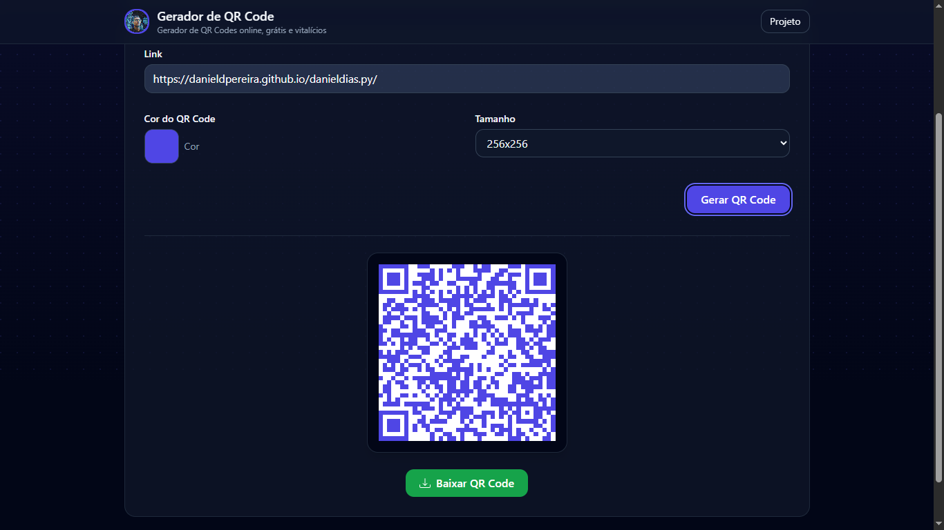 Thumbnail do projeto QR Code Generator